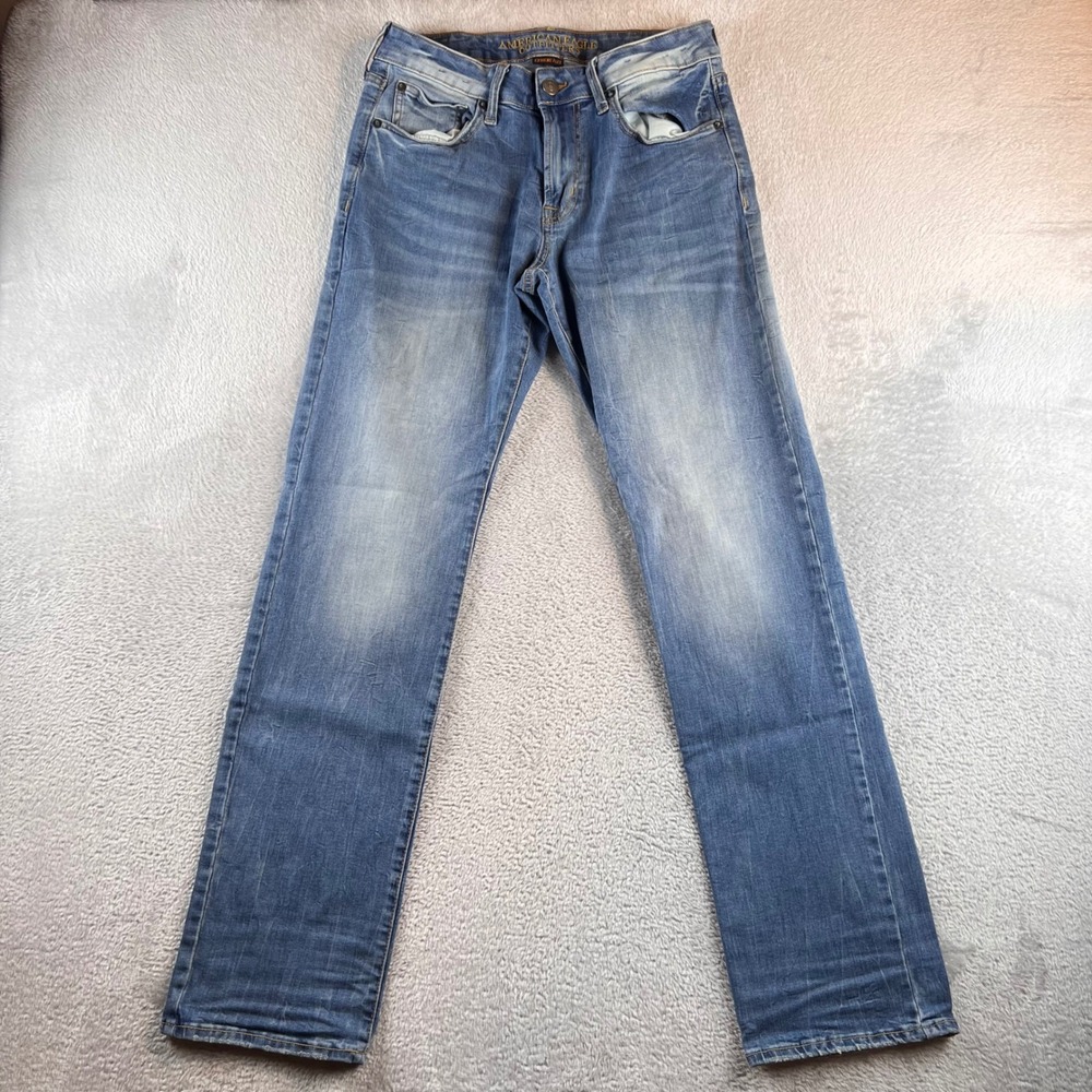 American Eagle Original Straight Extreme Flex Jeans Mens 32x34 Blue Medium Wash